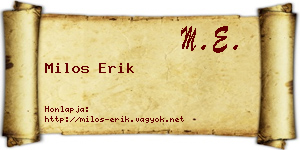 Milos Erik névjegykártya